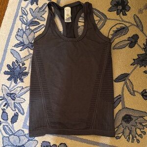 Athleta Black & Gray Thin-Striped Racerback Tank
